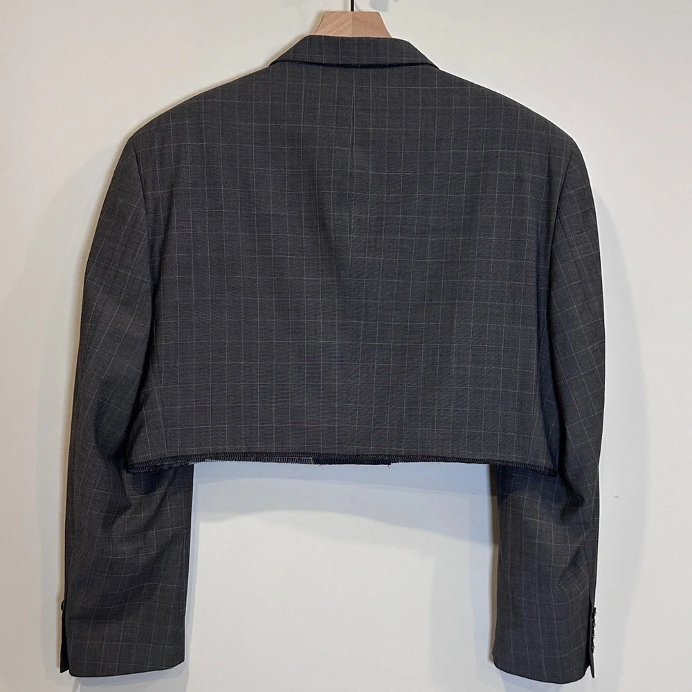 Vintage Trendy Upcycled Cropped Blazer Perfect For the Eco-conscious Fashionista
